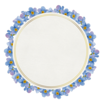 géométrique Cadre avec aquarelle bleu fleur sur transparent Contexte adapté pour invitation carte png