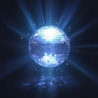 AI generated Abstract blue disco ball with reflections for nightclub atmosphere For Social Media Post Size photo