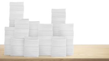 Stack of paper documents on the table Document work in the office Isolated pile PNG transparent