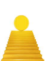 gold coins on golden stairs PNG transparent