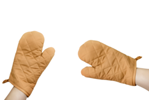 Hand with brown gloves PNG transparent