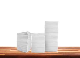 Stack of paper documents on the table Document work in the office Isolated pile PNG transparent