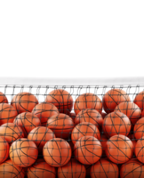 Several basketball balls in the net PNG transparent