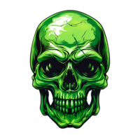 AI generated green skull art illustrations for stickers logo poster etc png