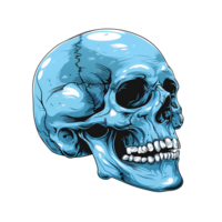 AI generated blue skull art illustrations for stickers logo poster etc png