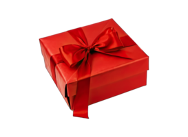 ai genererad röd gåva låda isolerat mjuk slät belysning endast png premie hög kvalitet