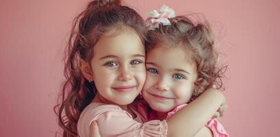 AI generated Two Little Girls Hugging Each Other photo
