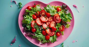 AI generated Pink Plate With Tomato Salad photo