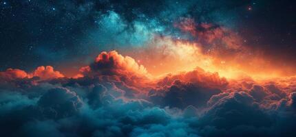 AI generated Clouds and Stars Fill the Sky photo