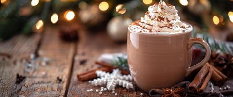 AI generated A Cup of Hot Chocolate With Whipped Cream photo