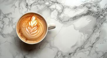 AI generated Cappuccino With Leaf Design photo