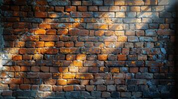 AI generated Intense Light Shining on Close Up of Brick Wall photo