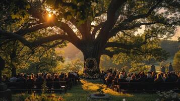 AI generated Group of People Sitting Under a Large Tree photo