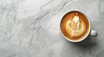 AI generated Cappuccino With Leaf Design photo