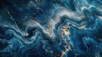 AI generated Close Up of a Blue and Gold Marble photo