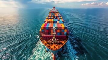 AI generated Large Cargo Ship Crossing the Ocean photo