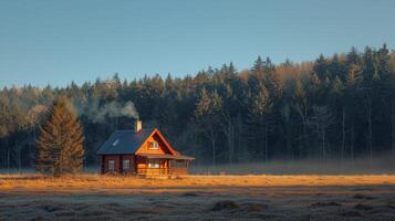 AI generated Log Cabin in Forest photo