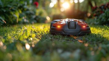 AI generated Robotic Lawn Mower Close Up photo