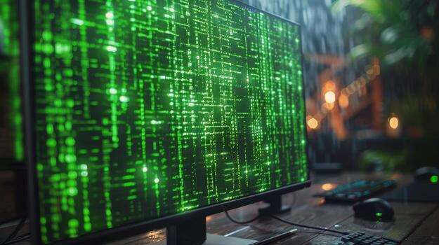 AI generated Computer Monitor on Desk photo