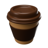 A brown coffee cup with a brown lid and a brown sleeve png