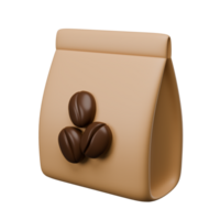 en brun väska med tre kaffe bönor på den png