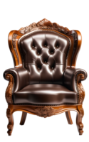 AI generated brown luxury armchair isolated png