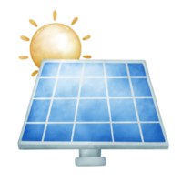 Illustration of a solar panel and sun png