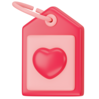 A Label tag with red Heart. 3d icon rendering png