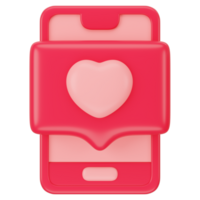 Liebe chatten auf Smartphone, Valentinstag 3d Symbol Rendern png