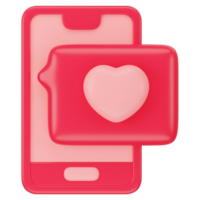 3d Liebe chatten auf Smartphone, Valentinstag 3d Symbol Rendern png