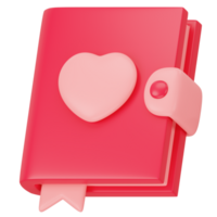 Love story book 3d icon rendering png