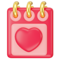 3d calendario amor corazón icono enamorado fecha calendario png