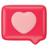 Speech bubble with heart 3d rendering png