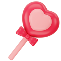 Heart shaped lollipop dessert 3d icon rendering png