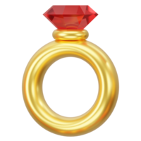 Gold ring with pink gemstone id icon rendering png