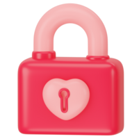 Padlocks with heart 3d icon rendering png