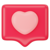 Speech bubble with heart 3d rendering png