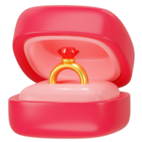 abierto rosado caja con oro Boda anillo 3d icono hacer png