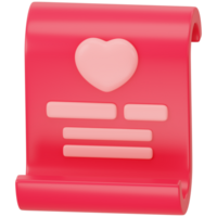 Document with heart 3D icon rendering png