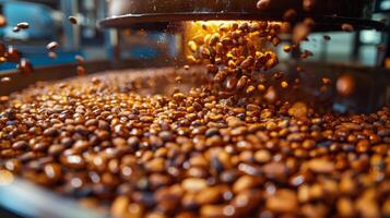 AI generated Large Metal Bowl Filled With Coffee Beans photo