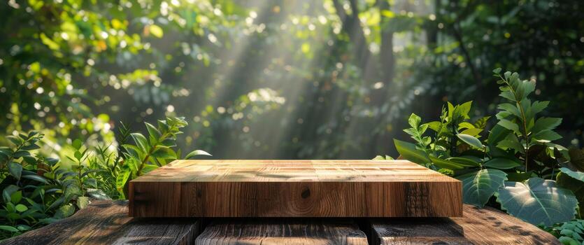 AI generated Wooden Box on Table photo