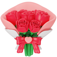 roos bloem boeket 3d icoon renderen png