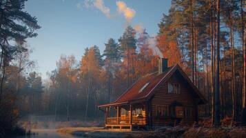 AI generated Log Cabin in Forest photo