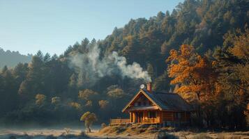 AI generated Log Cabin in Forest photo