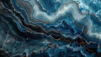 AI generated Close Up of a Blue and Gold Marble photo