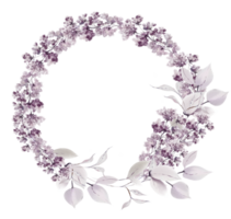 Watercolor wedding wreath with flowers and leaves. png