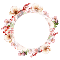 Watercolor holiday wreath of fruit berries and leaves. Illustration png