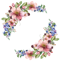 Watercolor holiday wreath of fruit berries and leaves. Illustration png