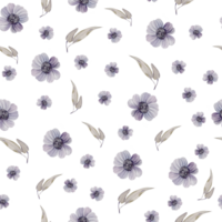 aquarelle modèle avec le violet fleurs et sauvage herbes png