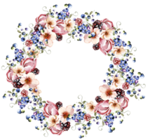 Watercolor holiday wreath of fruit berries and leaves. Illustration png